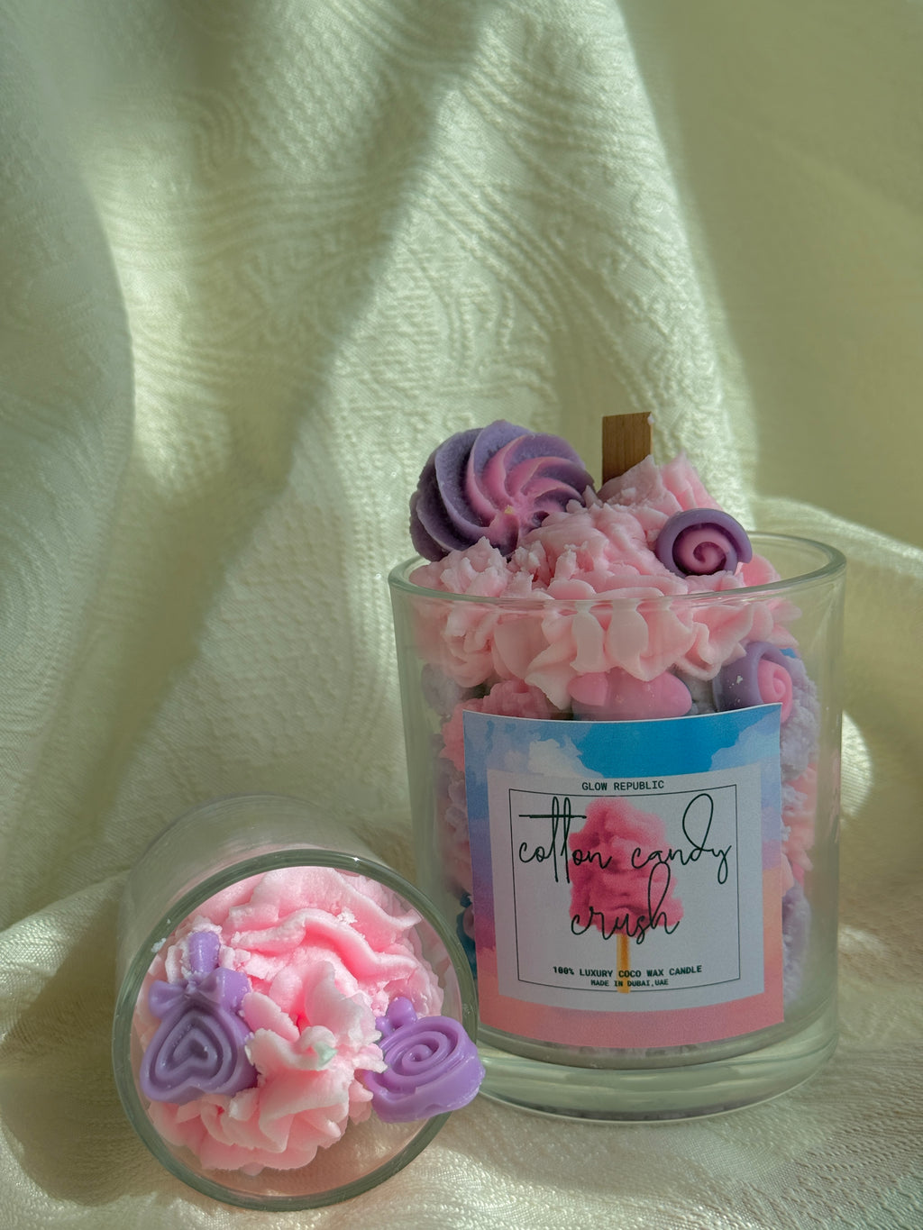 Cotton Candy Crush Candle – Sweet Pink Whipped Dessert Candle