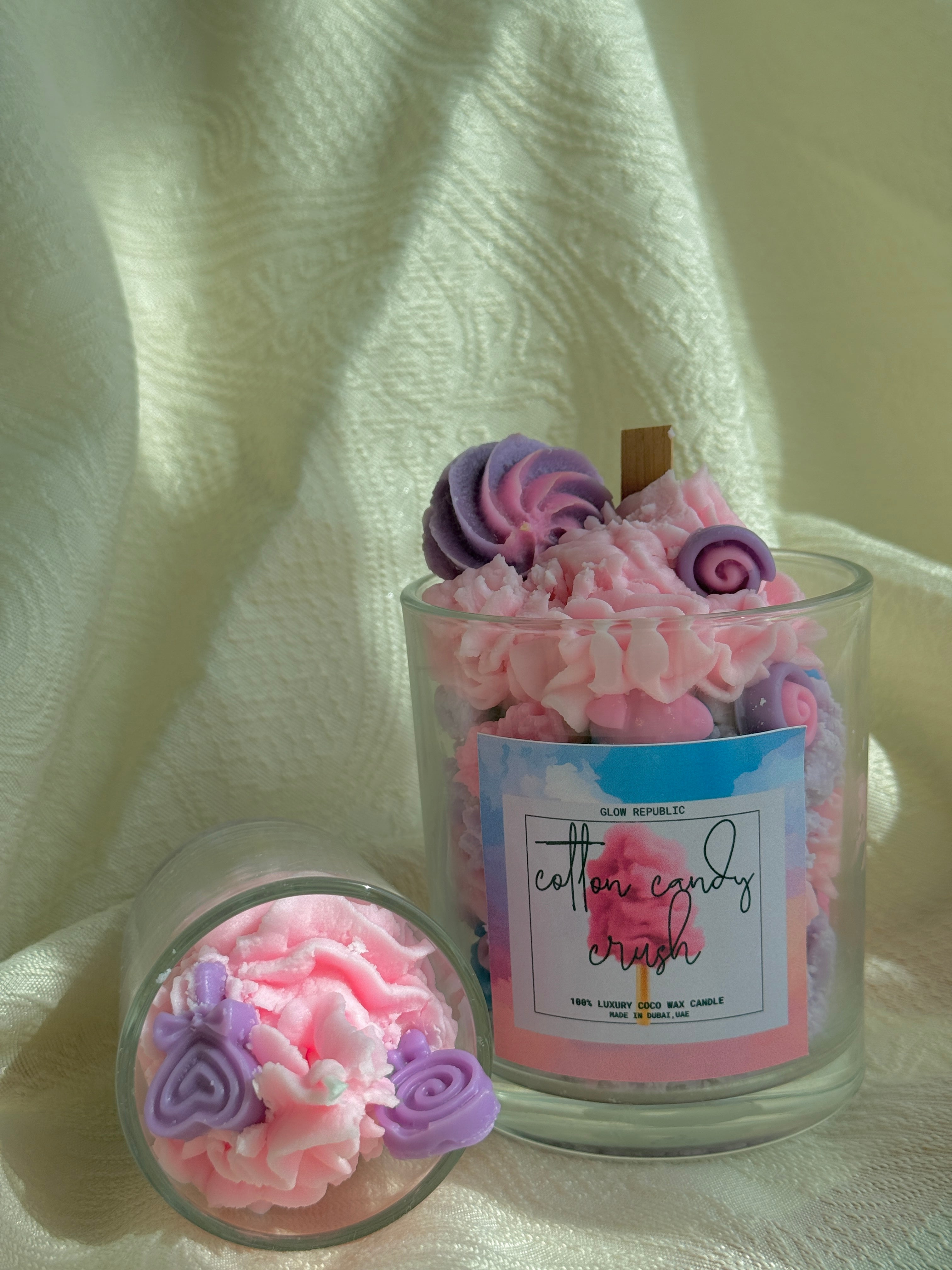 Cotton Candy Crush Candle – Sweet Pink Whipped Dessert Candle