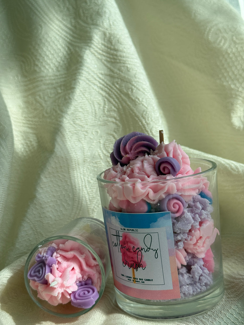 Cotton Candy Crush Candle – Sweet Pink Whipped Dessert Candle