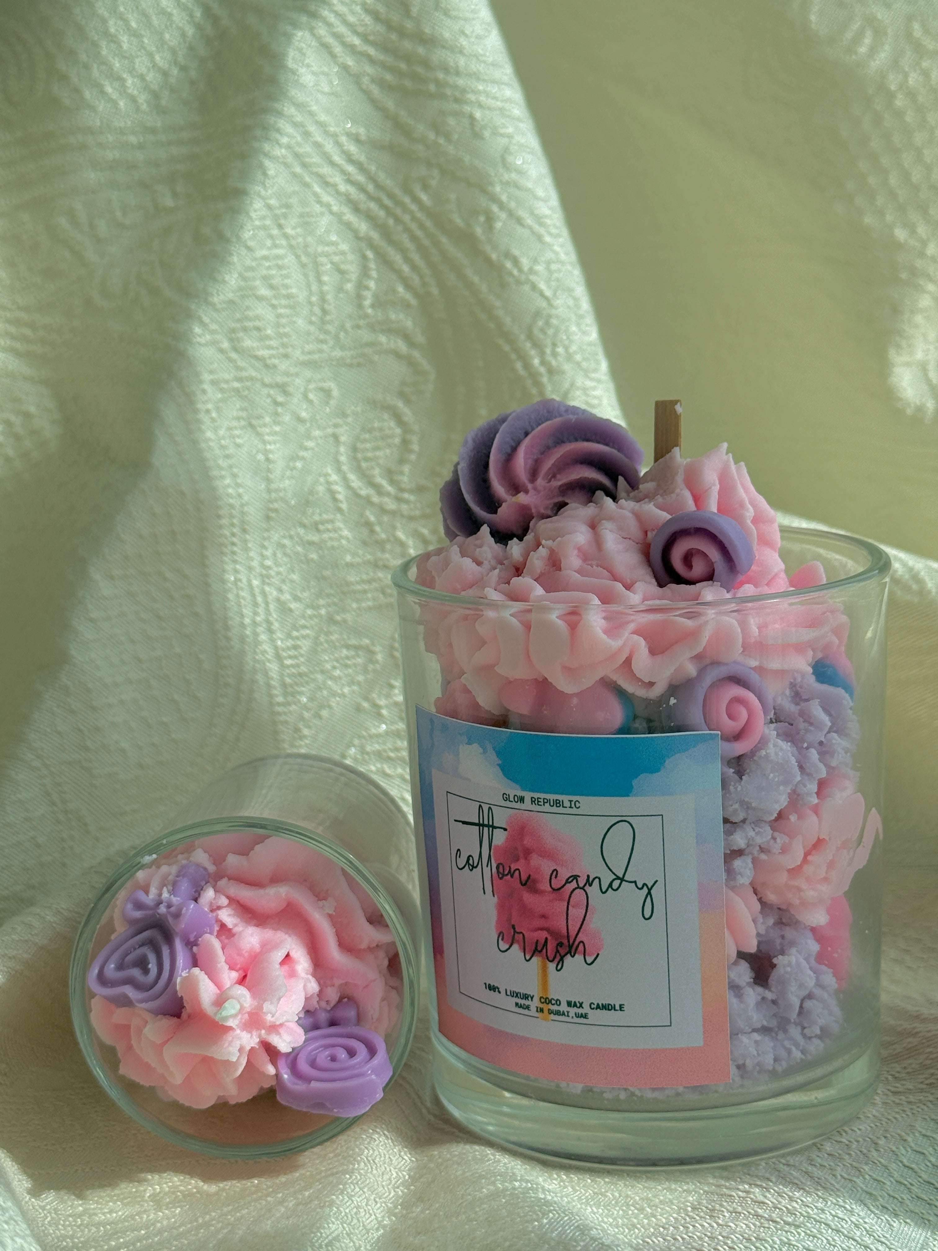 Cotton Candy Crush Candle – Sweet Pink Whipped Dessert Candle
