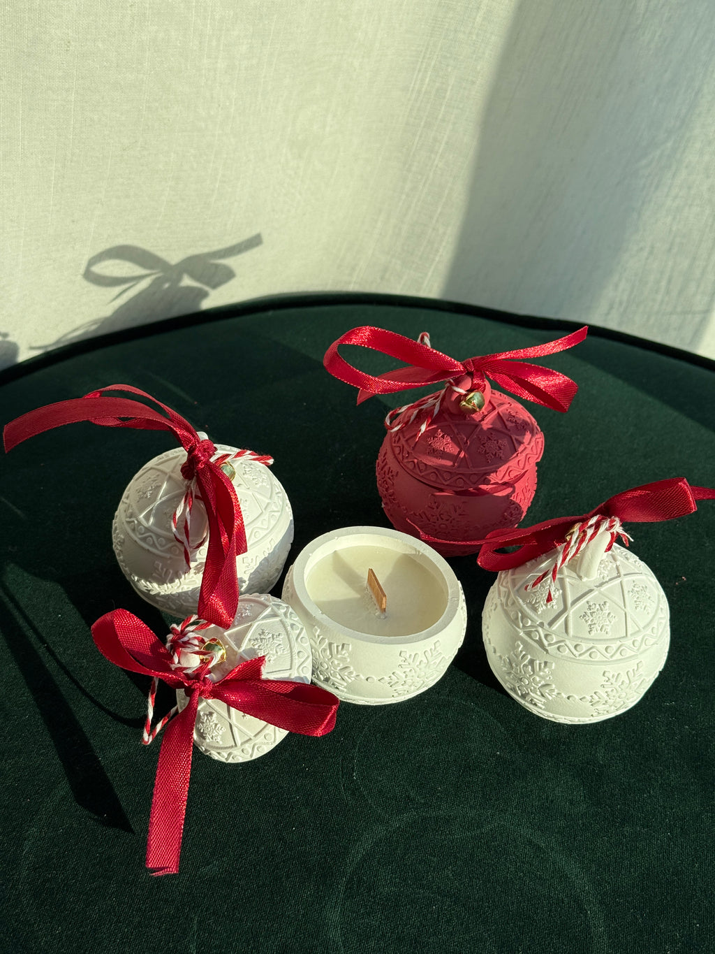 Holiday Ornament Candle – Handcrafted, Non-Toxic Container