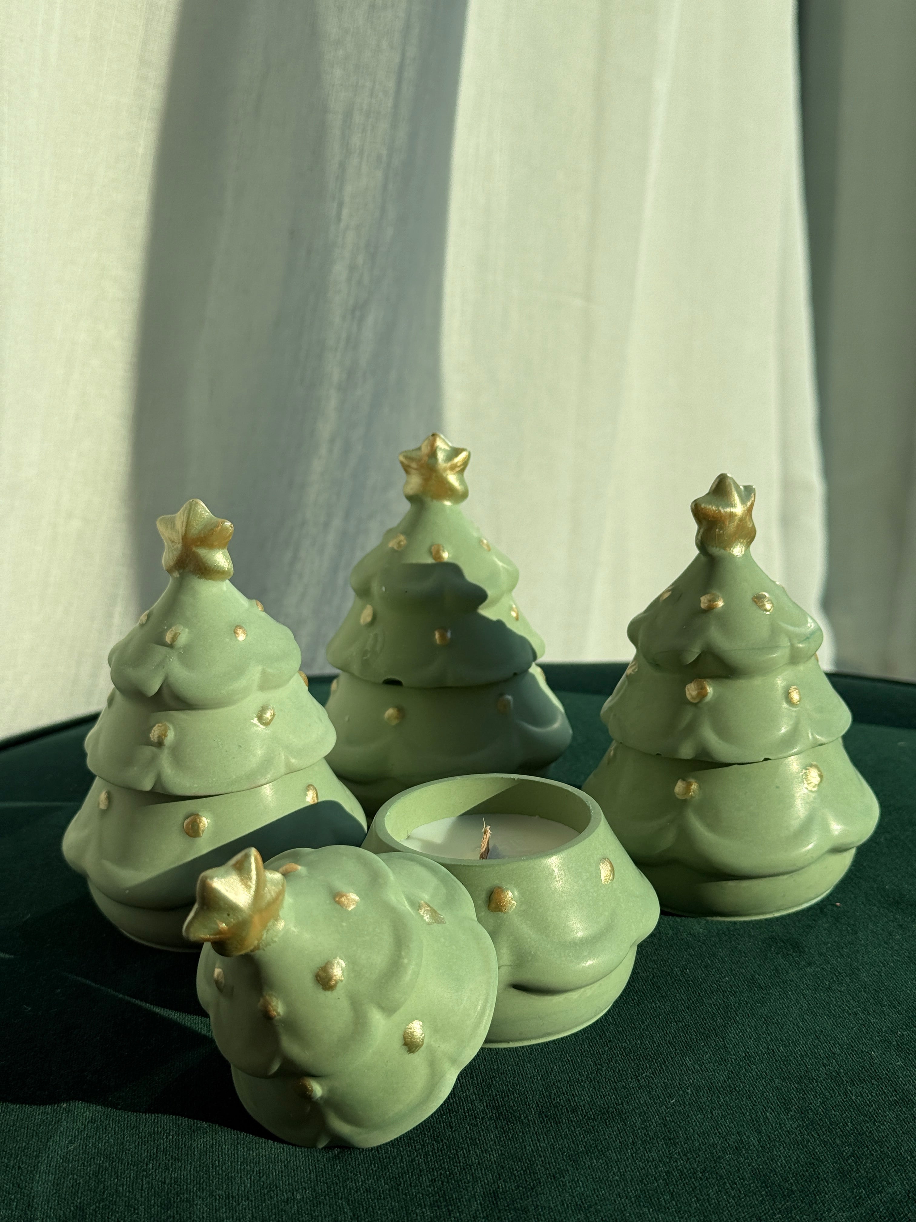Handmade Christmas Tree Candle – Non-Toxic & Reusable Pot