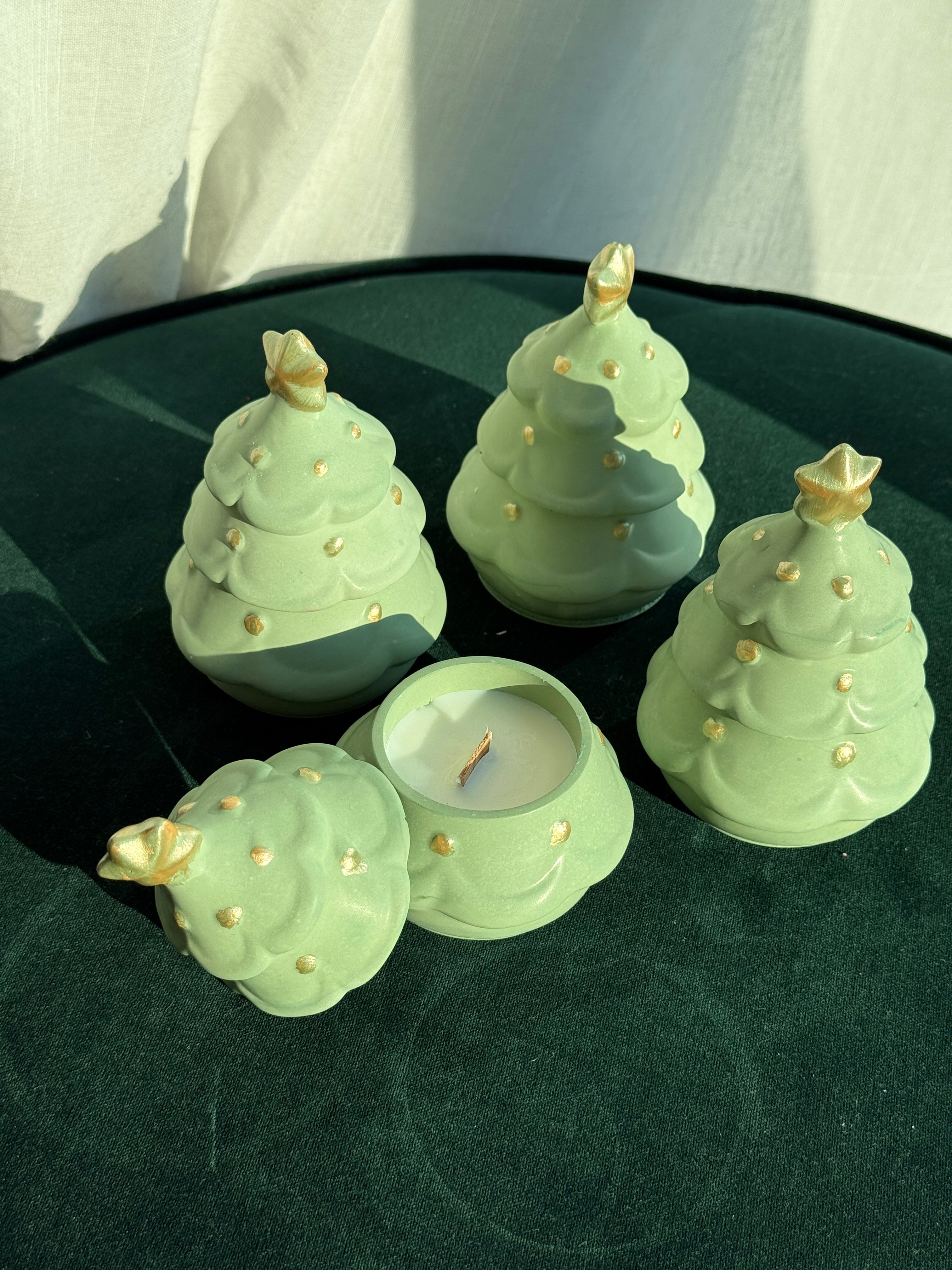 Handmade Christmas Tree Candle – Non-Toxic & Reusable Pot